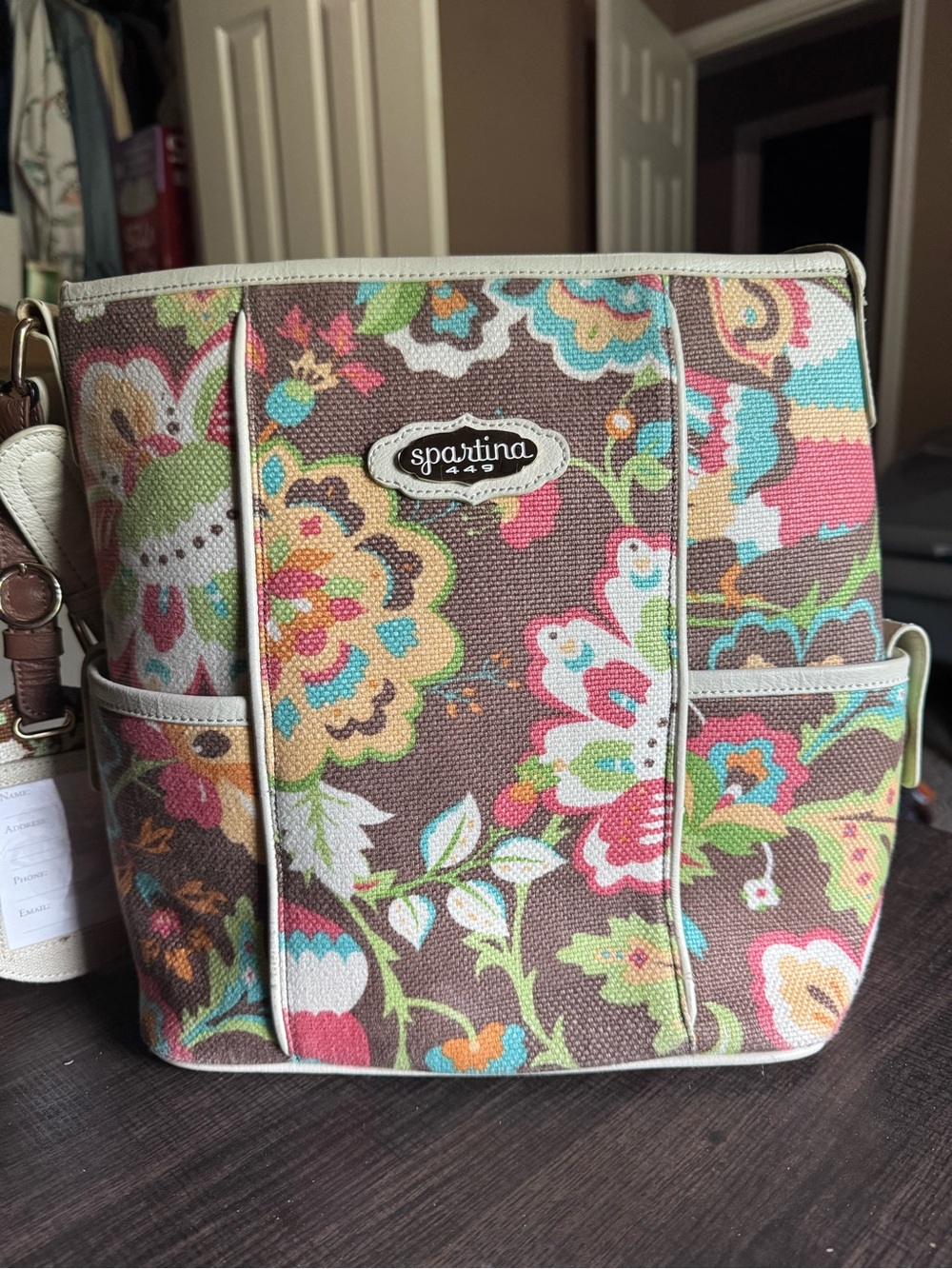 Spartina Daufuskie Island Women's Linen Purse with Zippered Floral Design